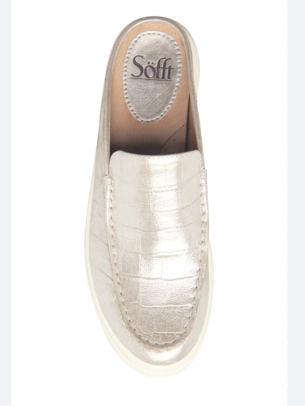 Sofft Metallic Taupe Croc-Embossed Slip-On Mule Women’s Size 6